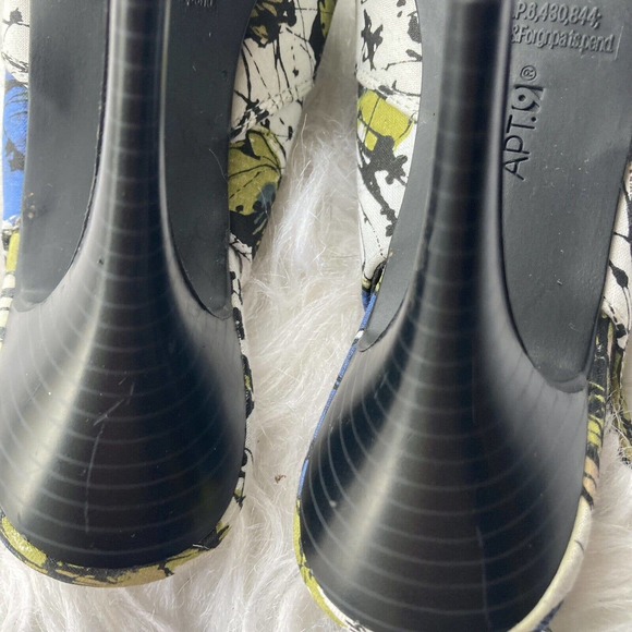 Apt 9 Womens 7M White Blue Green Floral Open Toe Pumps Watercolor Career Work - Picture 11 of 13